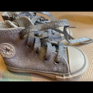Covered sparkling silver high tops